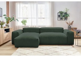 Тъмнозелен ъглов диван от велур (ляв ъгъл) Lafayette - Bobochic Paris