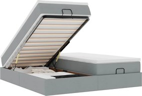 3311241 vidaXL Османска легло с матраци, светлосиво, 180x200 см, плат