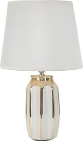 Бяла/ в златист цвят керамична настолна лампа с текстилен абажур (височина 40,5 cm) Cassy – Mauro Ferretti