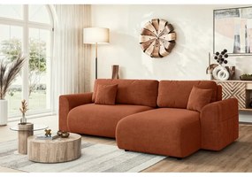 Сгъваем ъглов диван в тухлен цвят (променлив) Lorine – Ropez