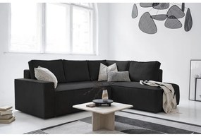 Антрацитен разтегателен ъглов диван от рипсено кадифе (десен ъгъл) Brave Dave – Miuform