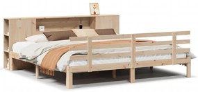 3322718 vidaXL Легло с етажерка за книги, без матрак, 200x200 см, бор масив