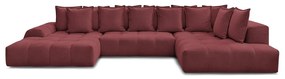 Бордо шенилов сгъваем/с място за съхранение ъглов диван (десен ъгъл/U форма) Everest – Bobochic Paris