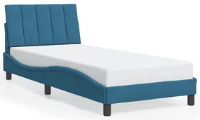 3207829 vidaXL Рамка за легло с табла, синя, 90x200 см, кадифе
