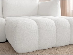 Бял ъглов диван от прежда с примки от букле (десен ъгъл) Azra – Bobochic Paris