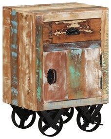 328316 vidaXL Нощно шкафче с колелца, 40х30х57 см, регенерирано дърво масив