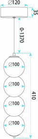 LED висящ полилей LHJ118-4CP четкано злато
