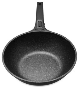 Уок тиган с капак и махаща се дръжка ZEPHYR ZP 4320 30NC, 30х10 см, Мраморно покритие, Индукция, Черен