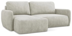 Кремав шенилов разтегателен ъглов диван с място за съхранение (ляв ъгъл) Lilo – Makamii