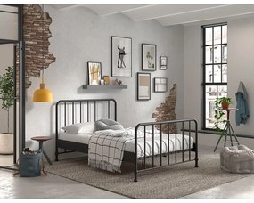 Черно метално единично легло с решетка 140x200 cm BRONXX - Vipack
