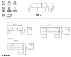 Светлосив разтегателен диван с място за съхранение 225 cm Moku – Makamii