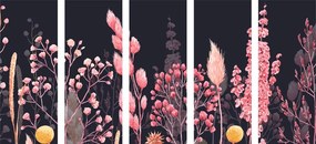 картини от 5 части – Маслена живопис диви цветя