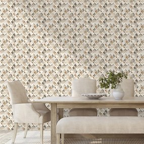 Самозалепващ тапет – Бежова геометрия с пространствен ефект