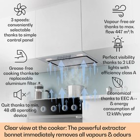 Klarstein Абсорбатор Camila за вграждане 52 cm 397 m³/h LED Touch от неръждаема стомана