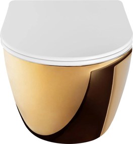 тоалетна чиния Rea Carlo Flat Mini Gold/White