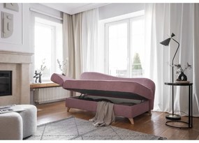 Сиво-розов шезлонг от рипсено кадифе (ляв ъгъл) Chic Charlotte – Miuform