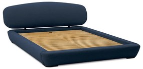 Тъмносиньо тапицирано двойно легло с включена подматрачна рамка 180x200 cm Odette – Scandic