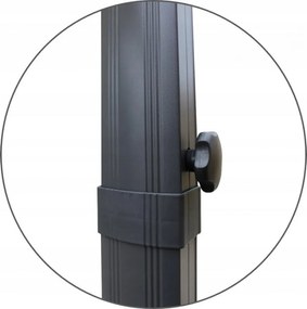 Бежов градински чадър с LED осветление 3 x 3 м