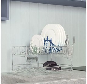 Сушилник за съдове на 2 нива TEKNO TEL TR KB 005, 42 x 30 x 21 см, Сребрист