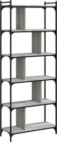 833948 vidaXL Библиотека 6 рафта сив сонома 76x32x192 см инженерно дърво