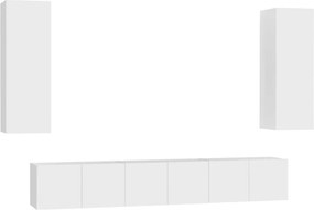 3074454 vidaXL Комплект ТВ шкафове от 5 части, бял, инженерно дърво