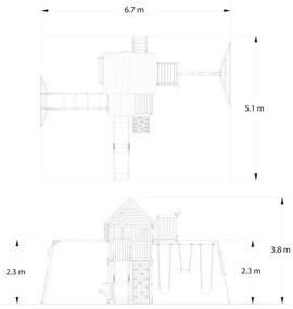 Skyfort II с пързалка, катерушка и наблюдателна кула