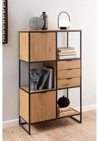 Черна етажерка за книги в дъб 85x141 cm Swindon - Actona