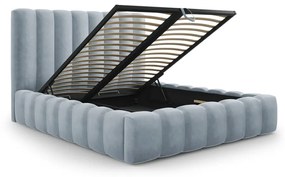 Светлосиньо тапицирано двойно легло с място за съхранение 180x200 cm Kelp - Micadoni Home