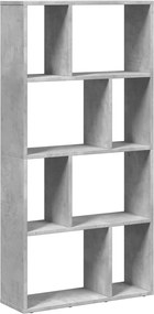 858150 vidaXL Библиотека, бетонно сива, 60x20x120,5 см, инженерно дърво