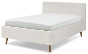 Бяло тапицирано двойно легло с място за съхранение с решетка 140x200 cm Mattis - Meise Möbel