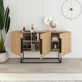 Нисък скрин от естествен дъб 150x80 cm Titan - Marckeric