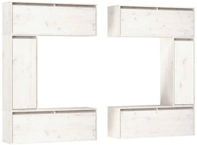 3100200 vidaXL ТВ шкафове, 6 бр, бели, бор масив