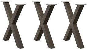 4012991 vidaXL Крака за трапезна маса, X-образни, 3 бр., естествена стомана, 70 x (72-73) см, стомана