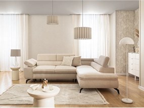 Бежов шенилов ъглов диван (десен ъгъл L форма) Marbeya – Ropez