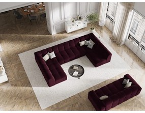 Ъглов диван от кадифе в цвят бордо (U-образен) Kendal - Micadoni Home