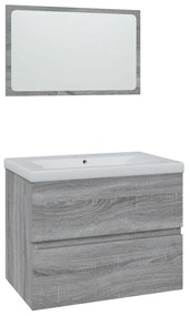 3152874 vidaXL Комплект мебели за баня, сив сонома, инженерно дърво