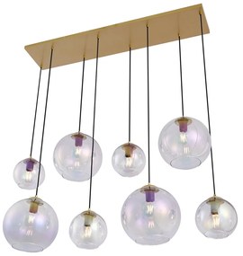 Арт Деко висяща лампа златна с дъгово стъкло 8 светлини - Sandra