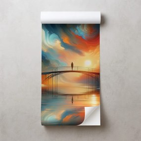 Самозалепващ тапет – Цветен залез над мост