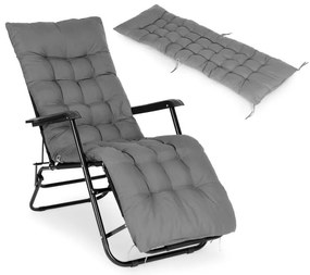 Сива възглавница за градински шезлонг 160 cm