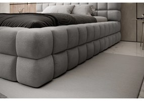 Сиво двойно легло 180x200 cm тапицирано с място за съхранение с включена подматрачна рамка Dizzle – ELTAP