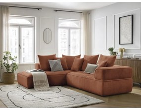 Теракотен шенилов ъглов диван (ляв ъгъл/L форма) Whesley – Bobochic Paris