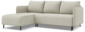 Бежов разтегателен ъглов диван с място за съхранение (ляв ъгъл) Luana – Makamii
