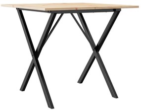 3282696 vidaXL Трапезна маса X-образна рамка 90x90x75 см бор масив и стомана