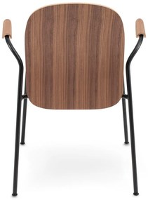 Трапезни столове в комплект с подлакътници/за подреждане 2 бр. от декор от орех в цвят кафяв коняк/в естествен цвят Book – Gazzda