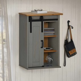 4018439 vidaXL Висящ шкаф HALDEN с плъзгаща се врата сив 49x22,5x70 cm Бор