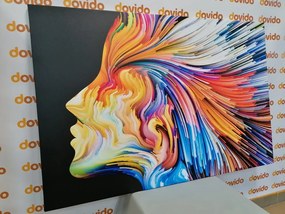 Картина на платно – Цветен профил на женско лице