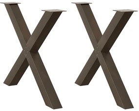 4012987 vidaXL Крака за трапезна маса, X-образни, 2 бр., естествена стомана, 90 x (72-73) см, стомана