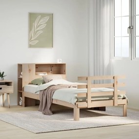 3322735 vidaXL Легло с рафтове за книги, без матрак, 100x200 см, бор масив