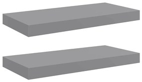 323851 vidaXL Окачени стенни рафтове, 2 бр, сиви, 50x23x3,8 см, МДФ