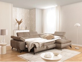 Кафяв ъглов диван от рипсено кадифе (десен ъгъл L форма) Marbeya – Ropez